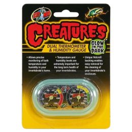 Zoo Med Creatures Dual Thermometer & Humidity Gauge Glow in the Dark Green