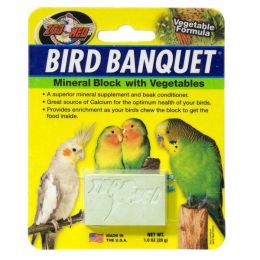 Zoo Med Bird Banquet Vegetable Formula Mineral Block Green 1 oz Small