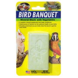 Zoo Med Bird Banquet Vegetable Formula Mineral Block Green 5 oz Large