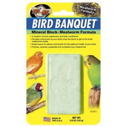 Zoo Med Bird Banquet Mealworm Formula Mineral Block Green 5 oz Large