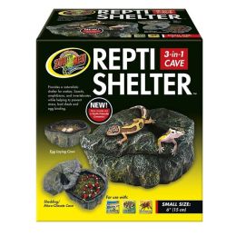 Zoo Med Repti Shelter 3-in-1 Cave Terrarium Hideaway Black 6 in Small