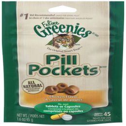 Greenies Feline Pill Pockets Cat Treats Chicken, 1ea/1.6 oz, 45 ct