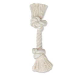 Mammoth Pet Products 100% Cotton Rope Bone 2 Knots Rope Bone White 6 in Mini