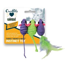 OurPets Three Twined Mice Catnip Toy Green, Purple 3 Pack